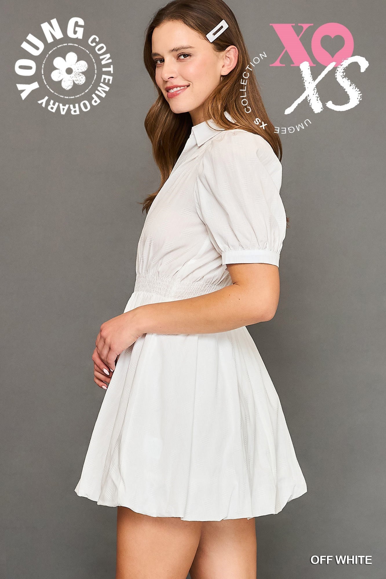 Puff Sleeve Smocked Waist Mini Dress