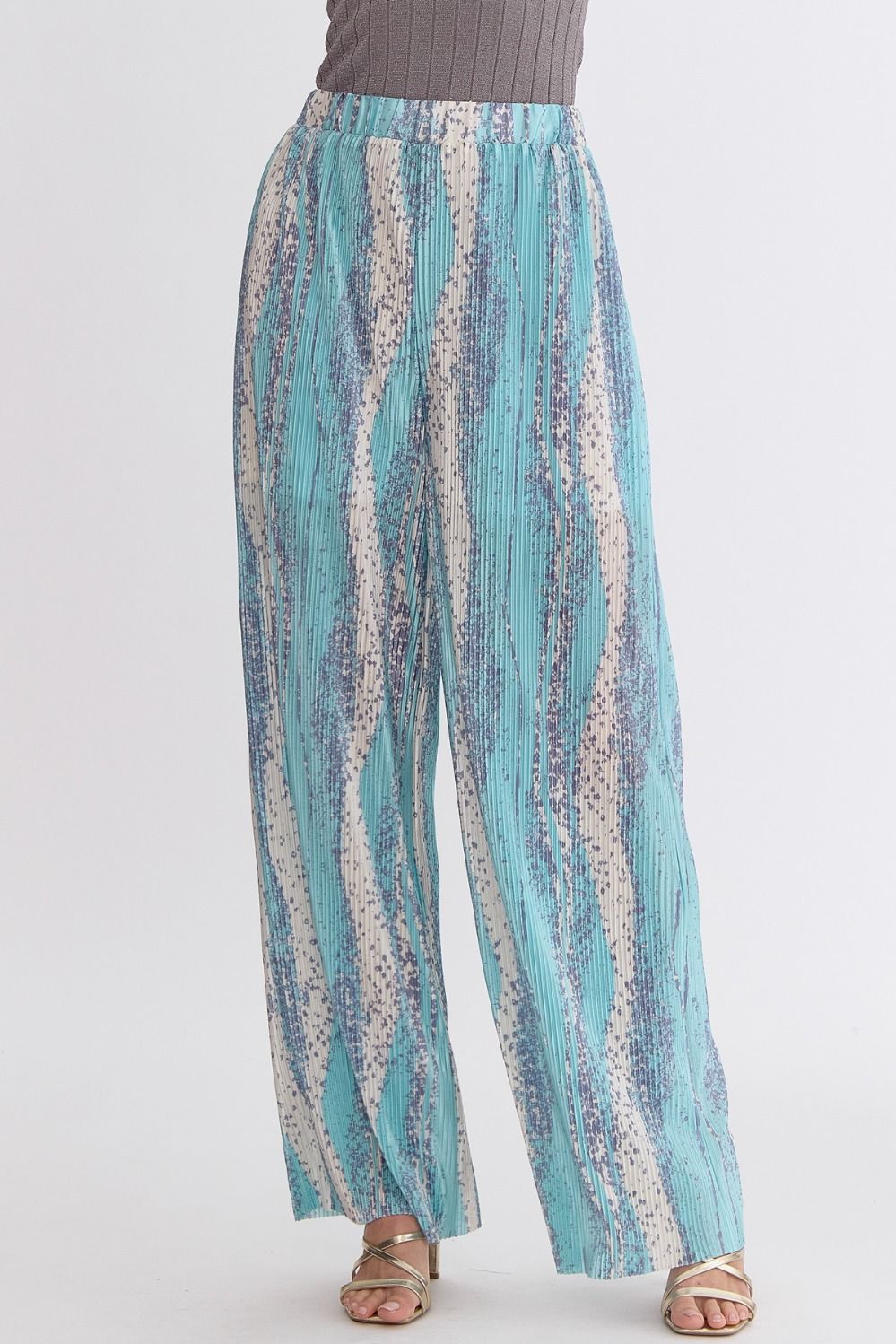 Textured high-waisted wide-leg pants