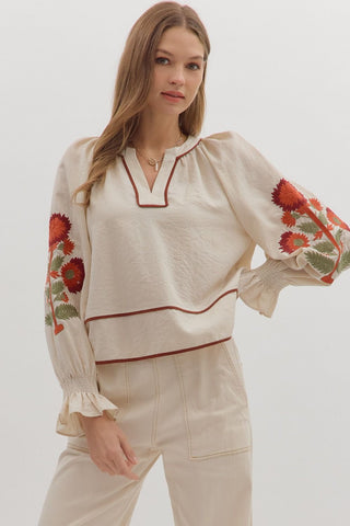 Harvest Bloom Embroidered Blouse