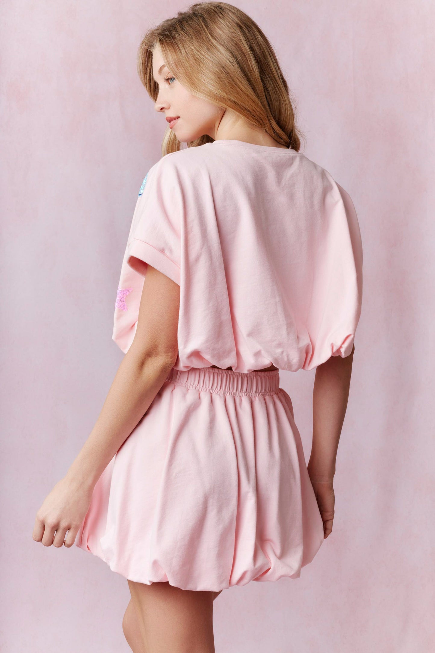 Cowgirl Sequin Bubble Hem Terry Top