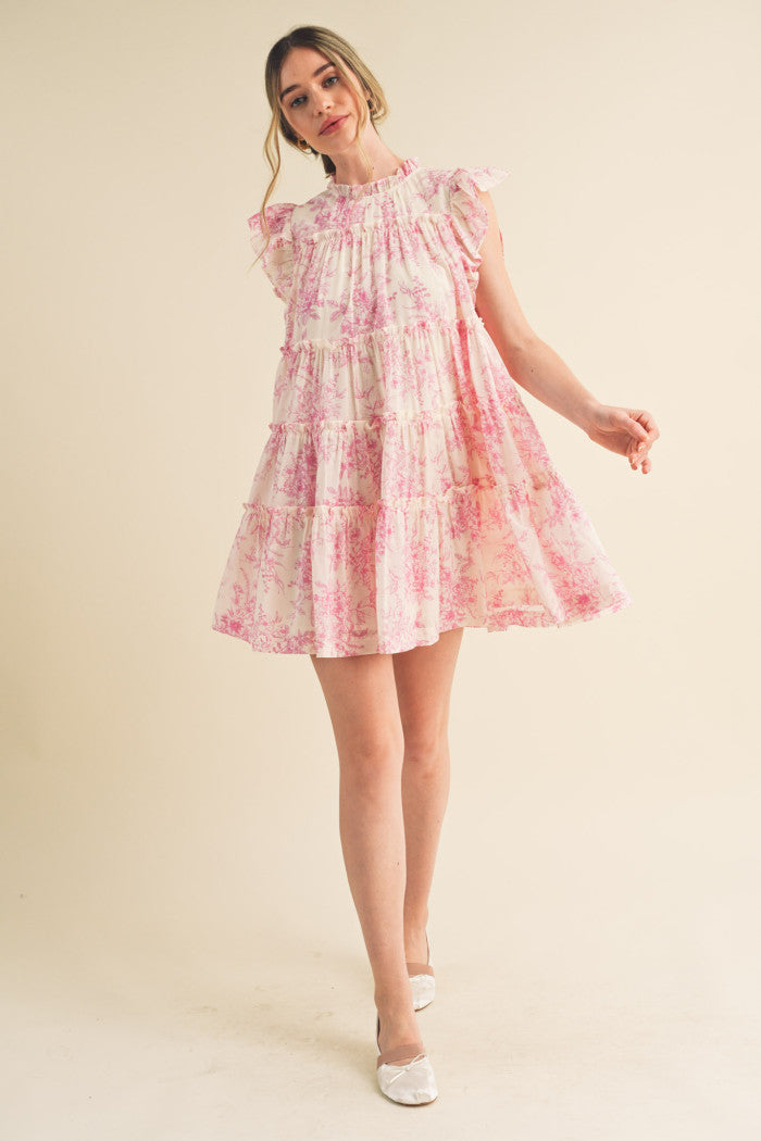 Flutter sleeve babydoll mini dress