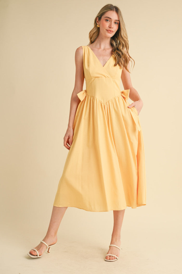 Bow detail midi dress