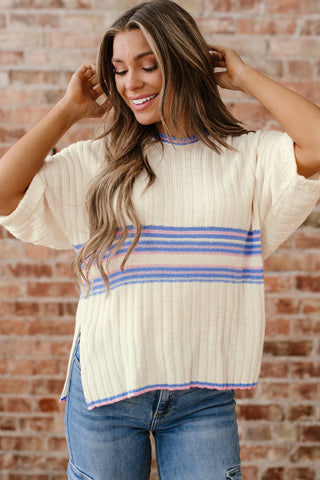 Blue Skies Stripe Knit Top