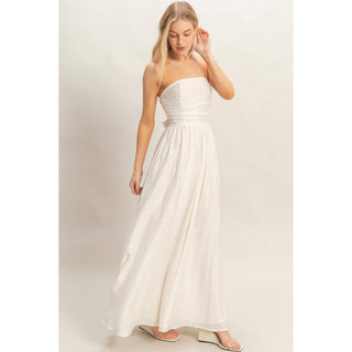 Strapless Tie-Back Smocked Dress