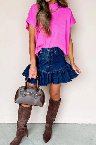 Pink Pop Mock Neck Top