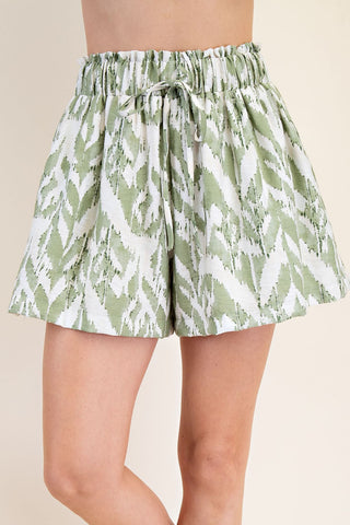 Elastic Band Print Shorts