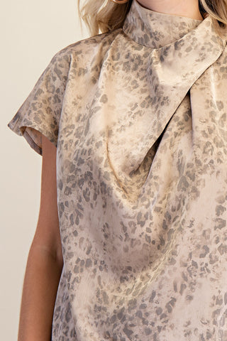 Mocha Luxe Draped Blouse