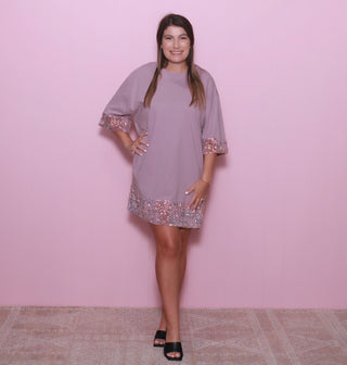 Sequins Band Tee Dress