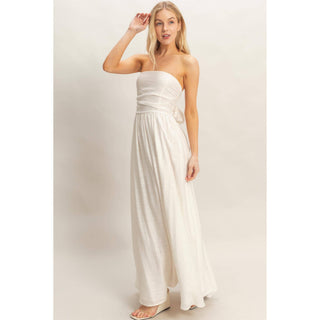 Strapless Tie-Back Smocked Dress