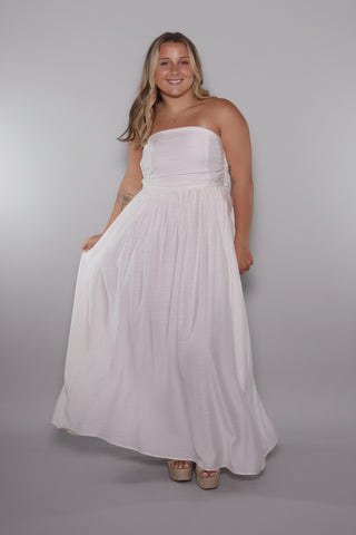 Strapless Tie-Back Smocked Dress