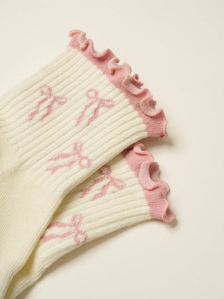 Bow Ruffle Grip Socks