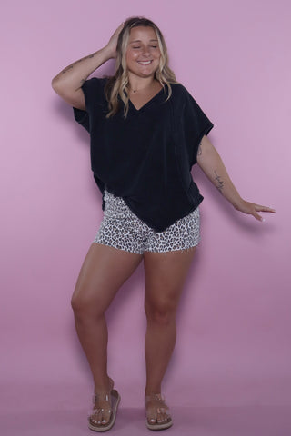 Oversized V-Neck Mineral Washed Top
