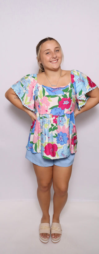 Floral Print Babydoll Top