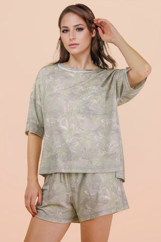 VeryJ Sage Camo Lounge Set