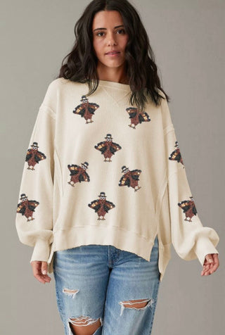PRE ORDER - Talk Turkey Waffle Knit Pullover