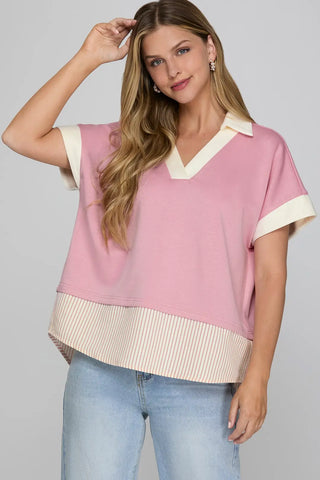 She&Sky Pastel Days Collared Top