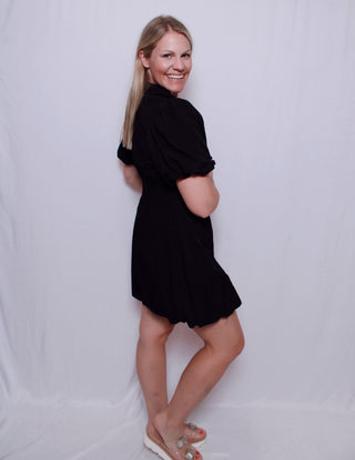 Collar Neck Front Zipper Mini Dress