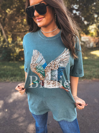 Faux Rhinestone Duck Graphic Tee