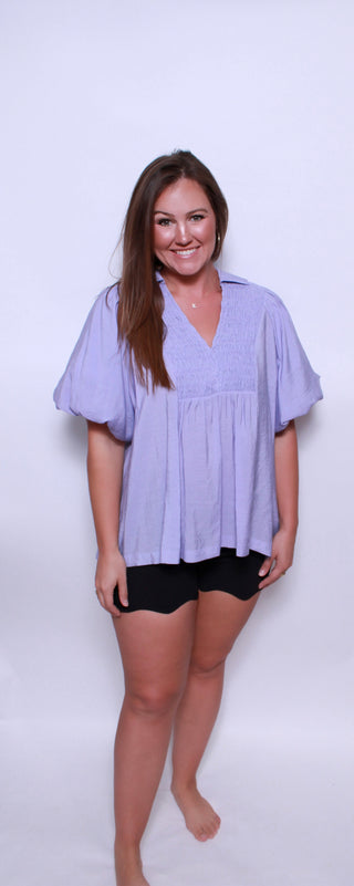 Exaggerated Bubble Sleeve Top