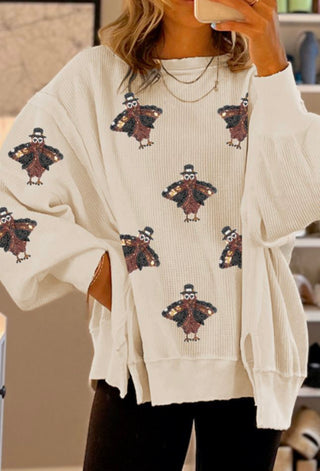PRE ORDER - Talk Turkey Waffle Knit Pullover