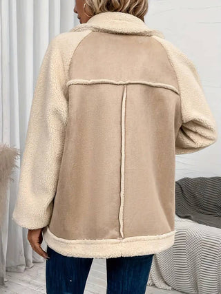 PRE ORDER - Suede Sherpa Patchwork motorcycle jacket coat