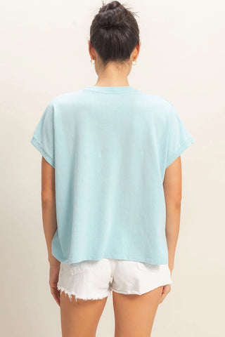 Capped Sleeve Mineral Wash T-Shirt
