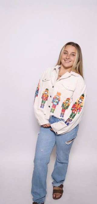 NUTCRACKERS EMBROIDERY CHRISTMAS CORDUROY JACKET