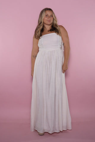 Strapless Tie-Back Smocked Dress