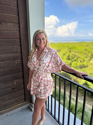 Printed Button Down Romper