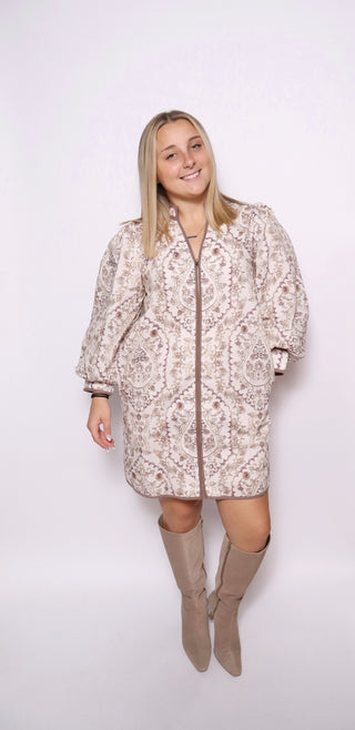 Blush Tapestry Zip Dress