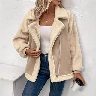 PRE ORDER - Suede Sherpa Patchwork motorcycle jacket coat