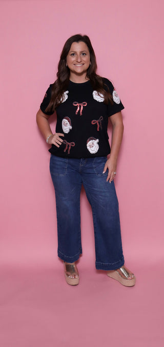 Jolly Bow Santa Tee