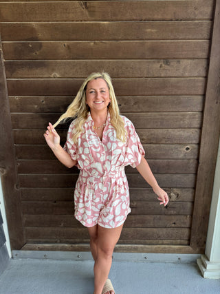 Printed Button Down Romper
