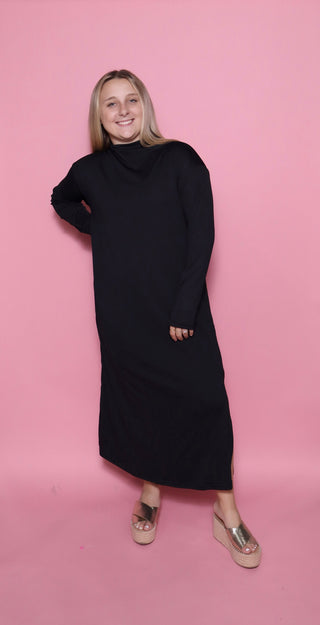 Effortless Edge Mock Neck Midi Dress