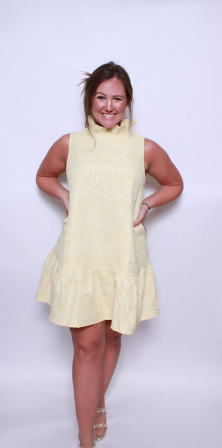 Textured Smock Neck Sleeveless Dress