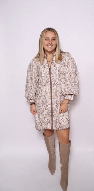 Blush Tapestry Zip Dress