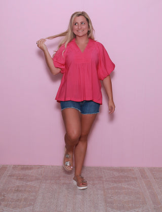 Exaggerated Bubble Sleeve Top