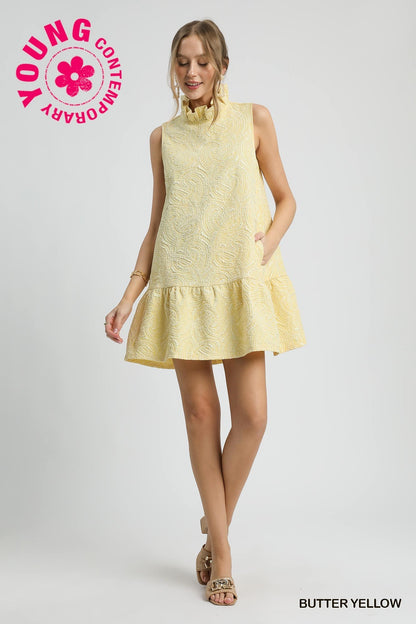 Textured Smock Neck Sleeveless Dress