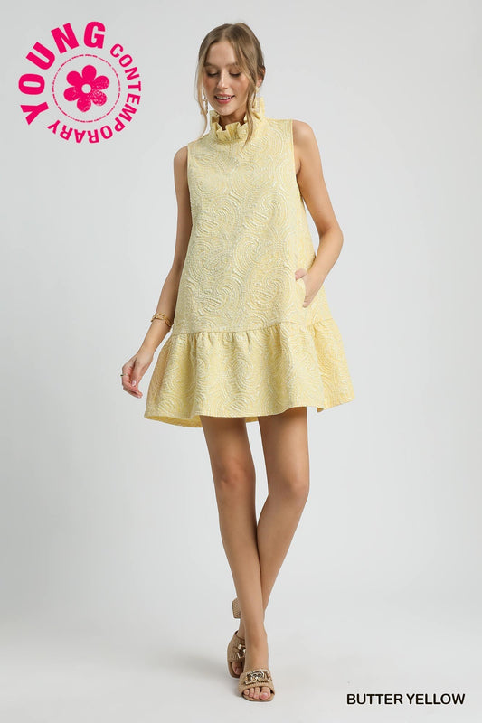 Textured Smock Neck Sleeveless Dress