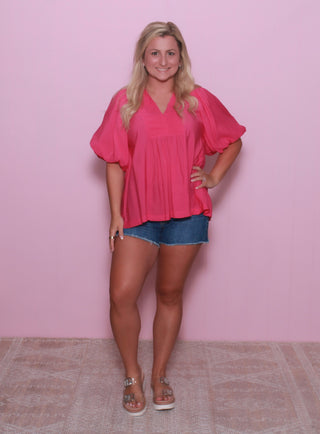 Exaggerated Bubble Sleeve Top