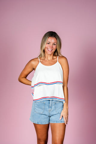 DOUBLE LAYERED WOVEN LINEN CAMI TOP