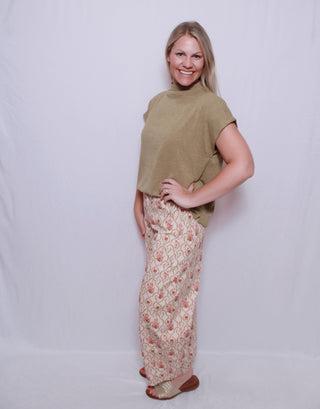 Jacquard Floral Printed Barrel Jeans