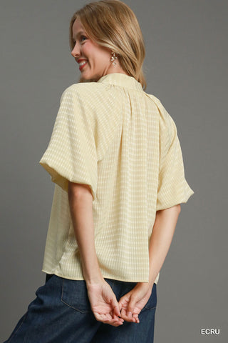 Striped Silky Jacquard Blouse