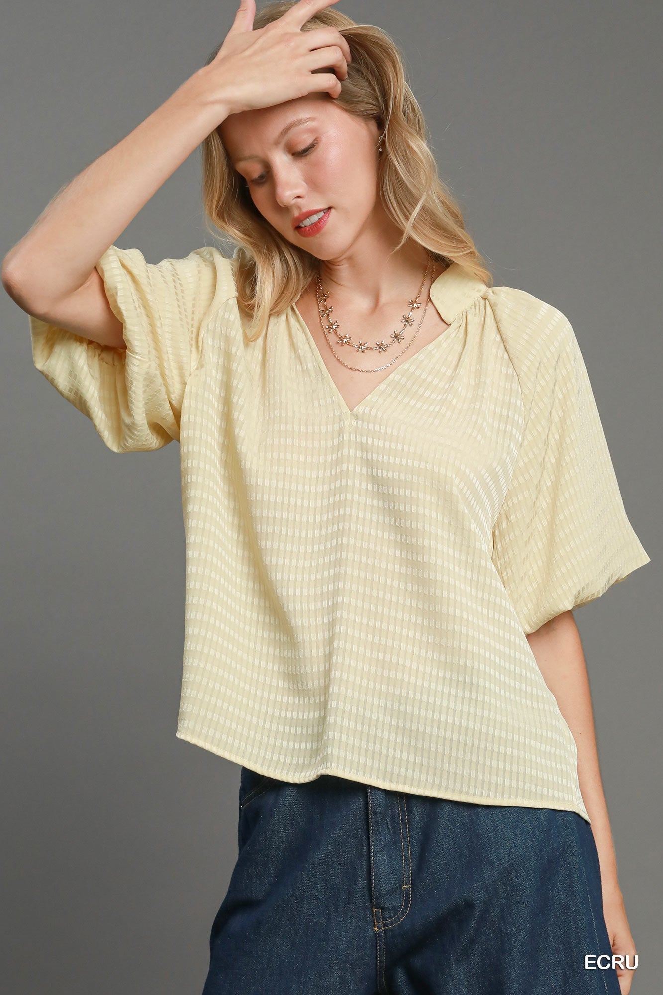 Striped Silky Jacquard Blouse