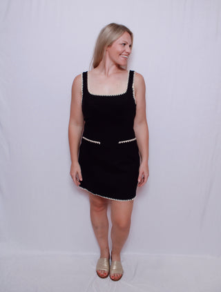 Contrast Stitch Detail Mini Dress