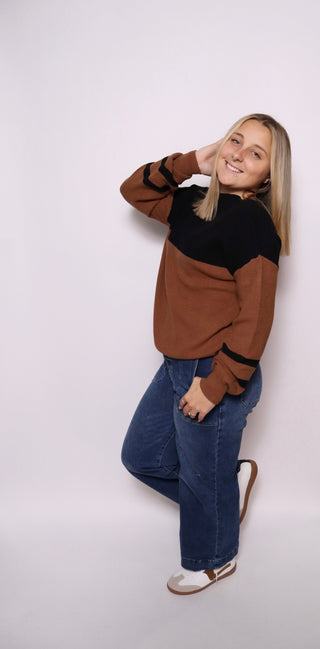 Mocha Moment Colorblock Sweater