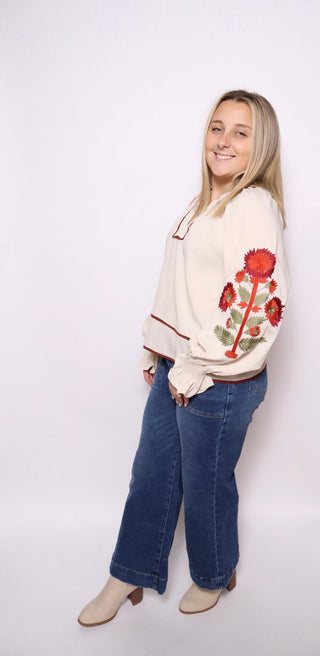 Harvest Bloom Embroidered Blouse