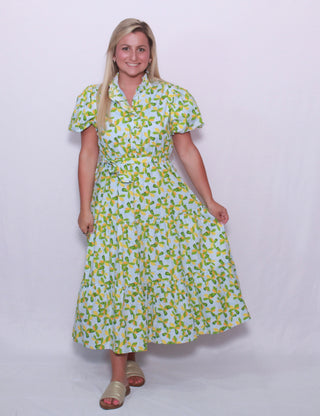 Floral ruffled button down midi dress