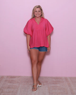 Exaggerated Bubble Sleeve Top