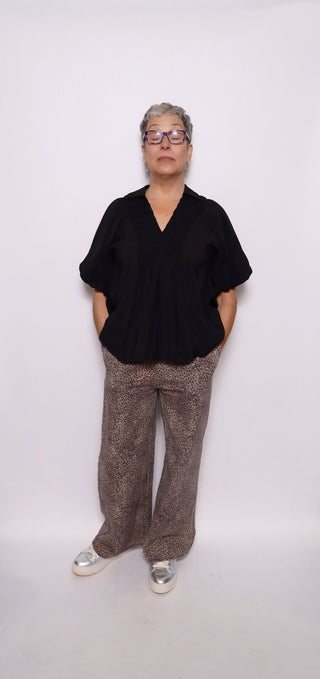 Exaggerated Bubble Sleeve Top